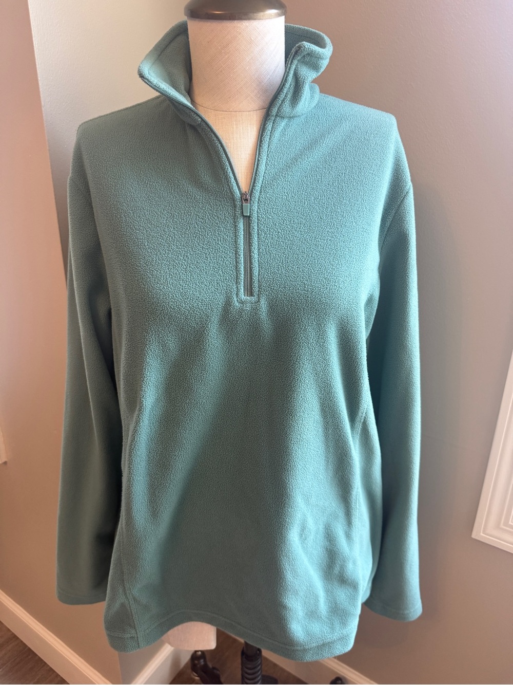 Lands End Women’s Green Quarter-Zip Fleece Pullover